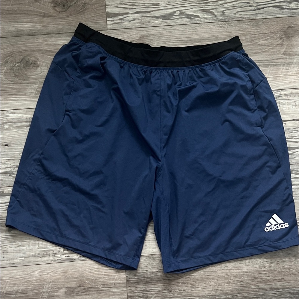adidas Men's Navy Blue Athletic Shorts with Black Waistband